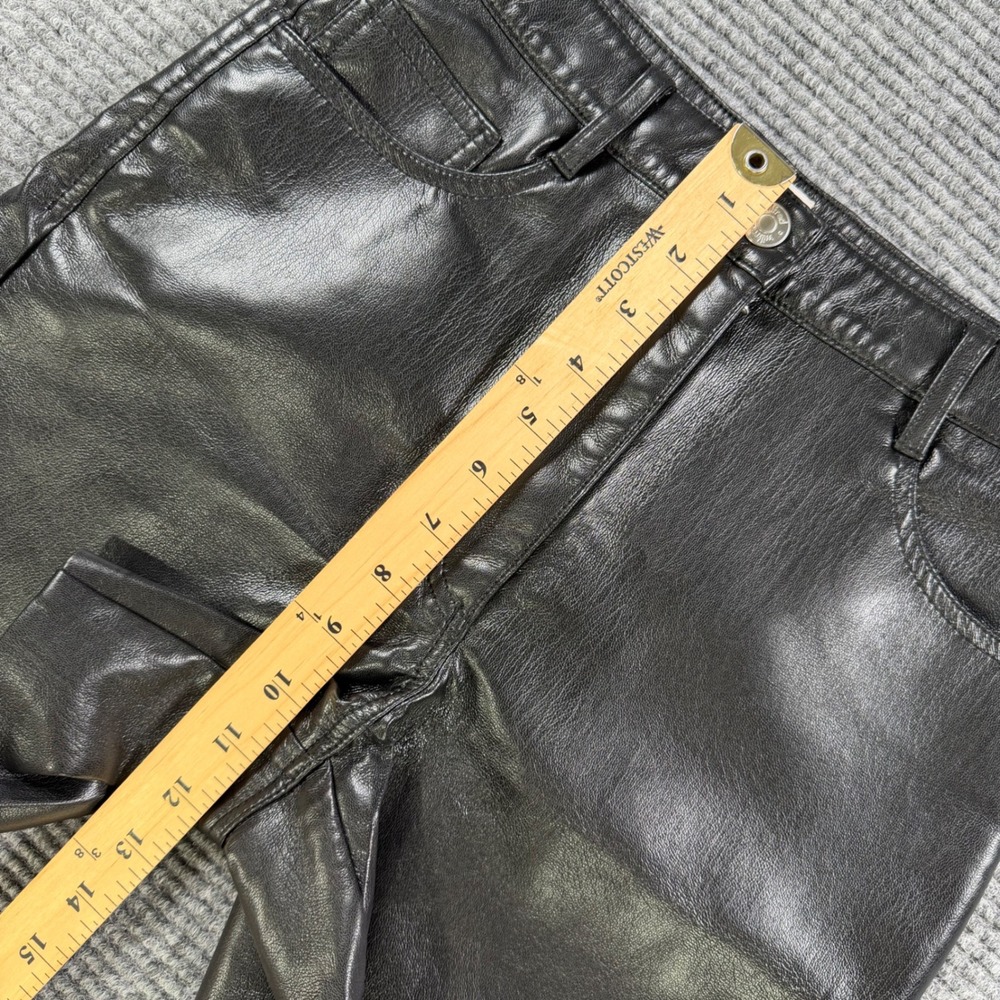 Wilfred Aritzia Black Faux Leather High Rise Shorts Womens 4 Zip Fly 5-Pocket - Picture 8 of 10